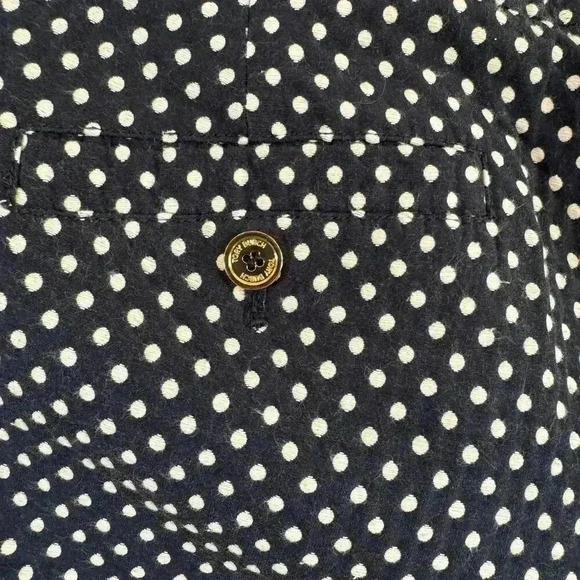 Tory Burch Polka Dot Cropped Pants Cotton Blend Blue White Women Size 8 - Picture 3 of 8